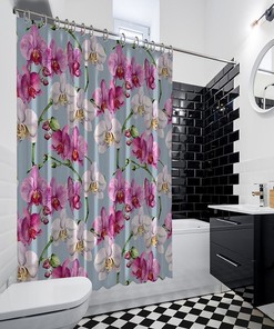 Orchid Decor Printed Shower Curtain - Waterproof Curtain For Bathtub Bathroom Decorations In Multiple Sizes