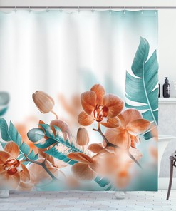 Orchid Flowers Floral Print Shower Curtain For Balloon Bathroom Decor