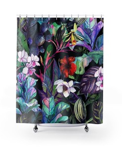 Orchid, Magnolia, Hibiscus Fairy Tale Garden Shower Curtain 