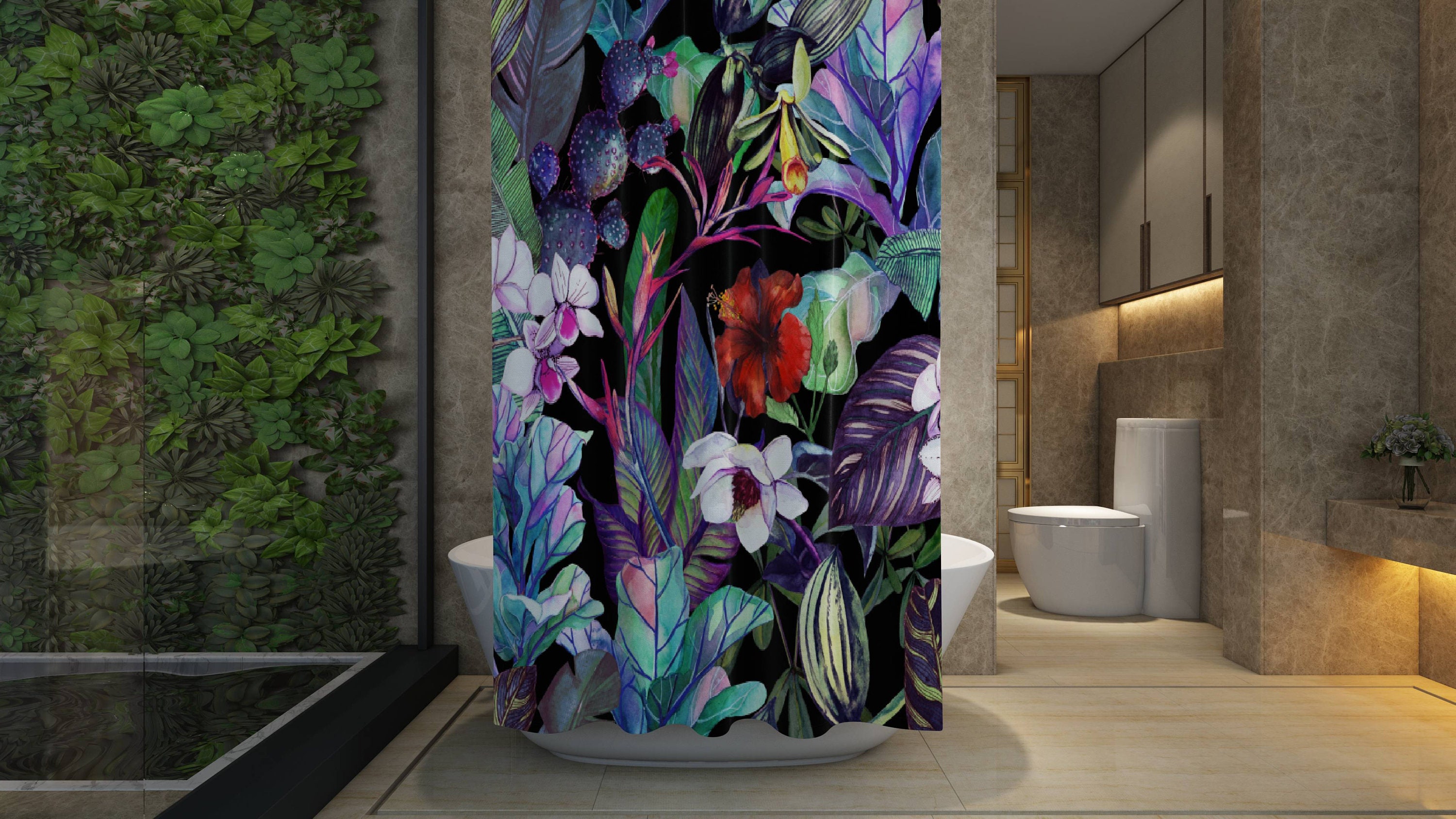 Orchid, Magnolia, Hibiscus Fairy Tale Garden Shower Curtain