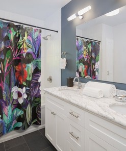Orchid, Magnolia, Hibiscus Fairy Tale Garden Shower Curtain