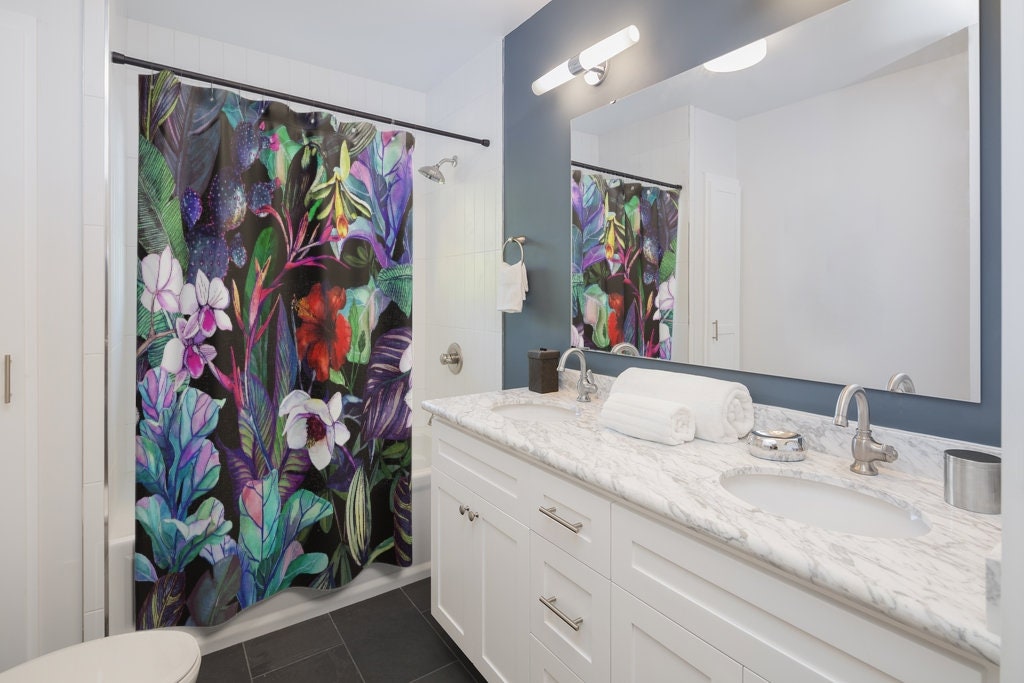 Orchid, Magnolia, Hibiscus Fairy Tale Garden Shower Curtain