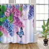 Orchid and Butterfly Fabric Shower Curtain for Bathroom Decor 