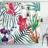 Orchid and Palm Leaves Shower Curtain, Nature-Printed Bathroom Accessory for a Fresh Look
