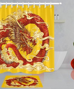 Oriental Dragon Red Bathroom Waterproof Shower Curtain for a Fusion of Cultures