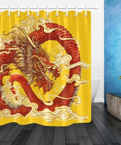 Oriental Dragon Red Bathroom Waterproof Shower Curtain for a Fusion of Cultures