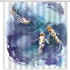 Oriental Fish Shower Curtain with Japanese Watercolor Painting and Colorful Carp Design