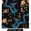 Oriental Floral Shower Curtain With Chinese Dragons And Gold Roses For Elegant Bathroom Decor