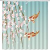 Oriental Flower Branch Shower Curtain, Cherry Blossom And Koi Fish Design