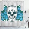 Oriental Paisley Details Print Skull Fabric Shower Curtain - Vintage Oriental Bathroom Decor 