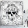 Oriental Paisley Skull Print Fabric Shower Curtain - Vintage Oriental Bathroom Decor