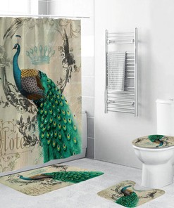 Oriental Peacock Feather Shower Curtain - Unique Bathroom Decor