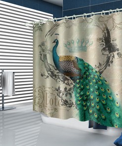Oriental Peacock Feather Shower Curtain - Unique Bathroom Decor