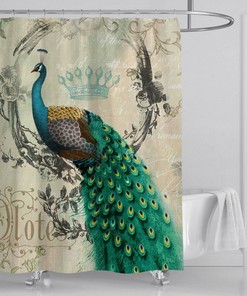 Oriental Peacock Feather Shower Curtain - Unique Bathroom Decor