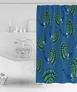 Oriental Peacock Feathers Print Shower Curtain for Bathroom Decoration