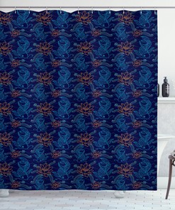 Oriental Sacred Carp Koi Fish Print Shower Curtain For An Authentic Bath Experience