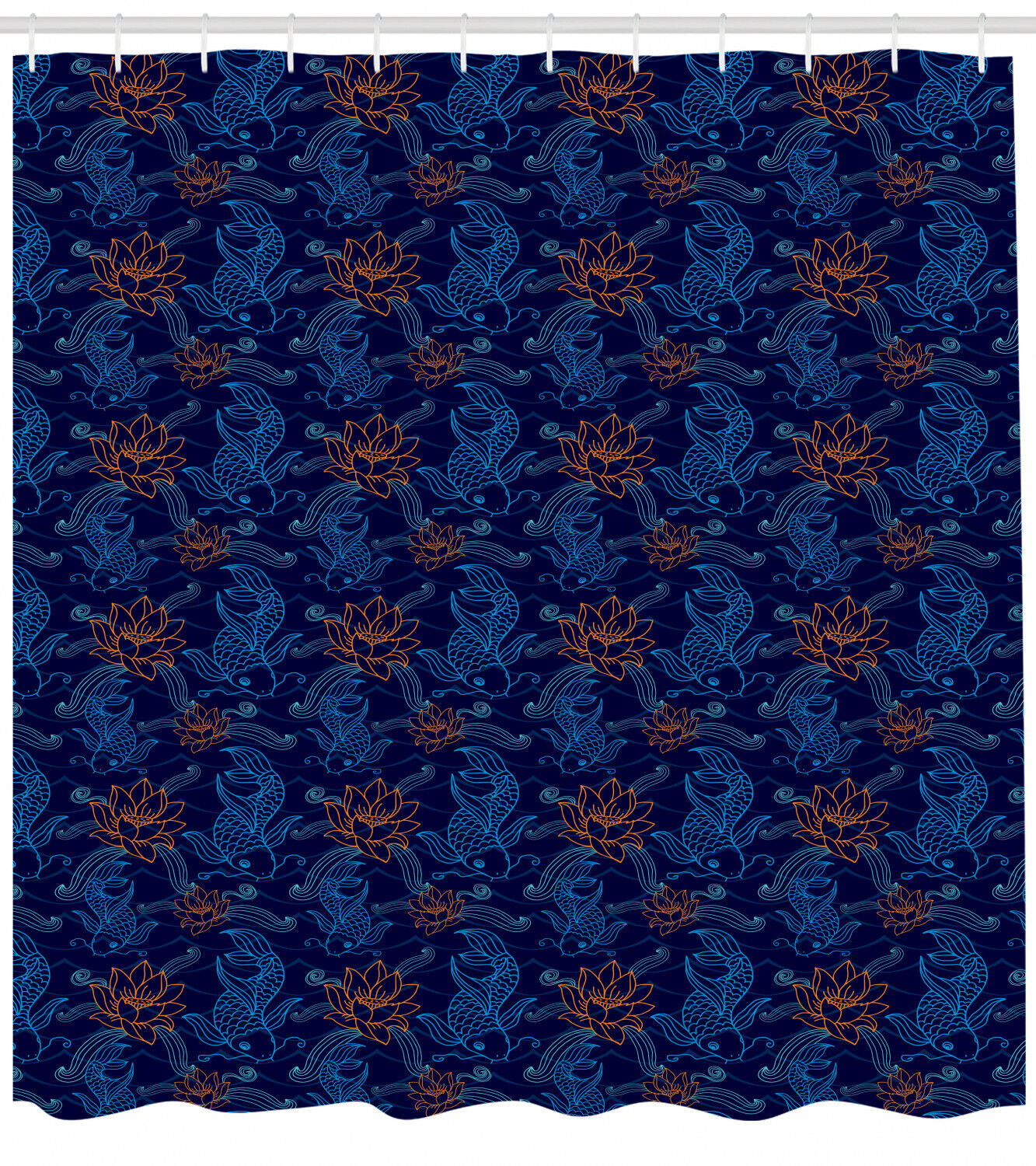 Oriental Sacred Carp Koi Fish Print Shower Curtain For An Authentic Bath Experience - Image 2