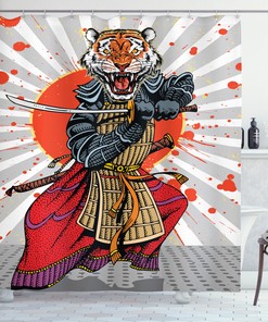 Oriental Samurai Tiger Japanese Shower Curtain For Eastern Influence