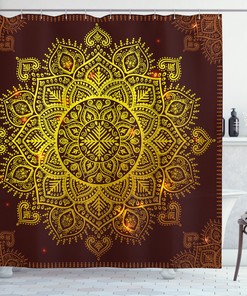 Oriental Snowflake Art Print Mandala Shower Curtain for Bathroom Decoration