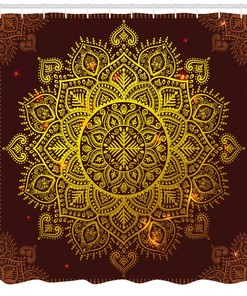 Oriental Snowflake Art Print Mandala Shower Curtain for Bathroom Decoration