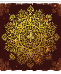 Oriental Snowflake Art Print Mandala Shower Curtain for Bathroom Decoration
