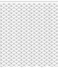 Oriental Waves Sketch Geometric Pattern Shower Curtain For Modern Bathroom Decor