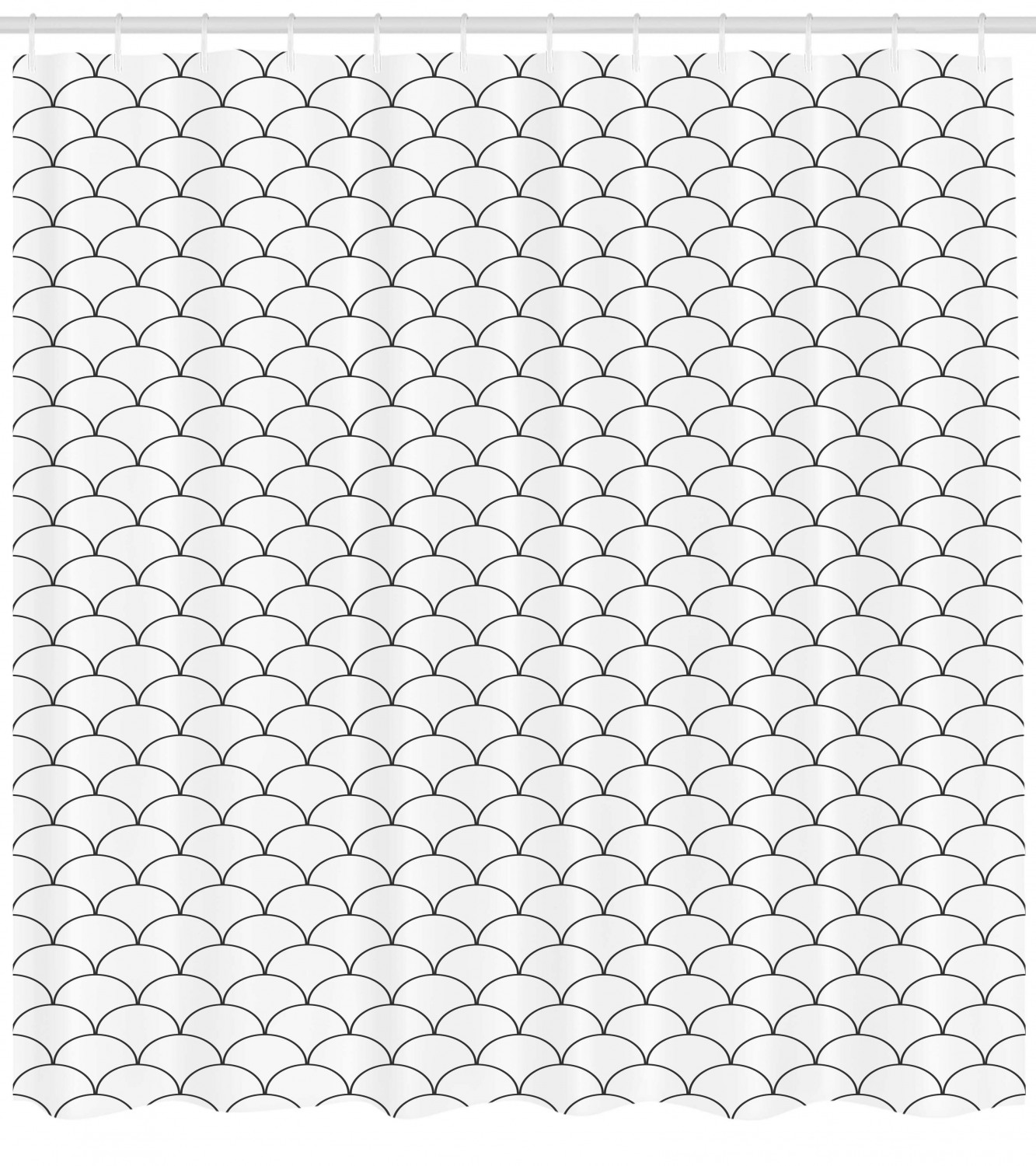 Oriental Waves Sketch Geometric Pattern Shower Curtain For Modern Bathroom Decor
