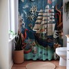 Origami Seascape Nautical Shower Curtain, perfect Housewarming Gift with Ocean Octopus and Sailboat Theme 