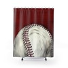 Original Art Hand-Painted Baseball Shower Curtain- Unique Boys Bathroom Decor