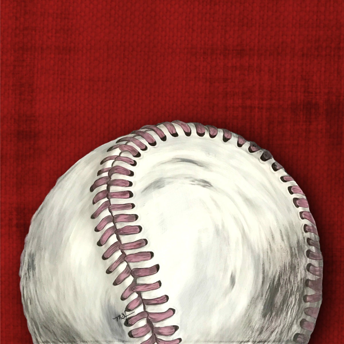 Original Art Hand-Painted Baseball Shower Curtain- Unique Boys Bathroom Decor - Image 4