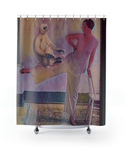 Original Art Monkey on My Leg 1935 Shower Curtain, Whimsical Bathroom Decor