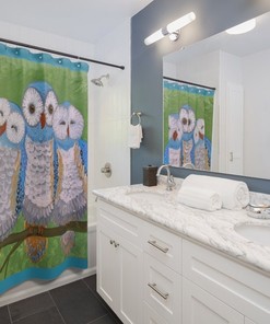 Original Art Owl Shower Curtain For Cool Bathroom Decor