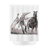 Original Western Art Rodeo Shower Curtain - Horse Riding Calf Roping Cowboy 