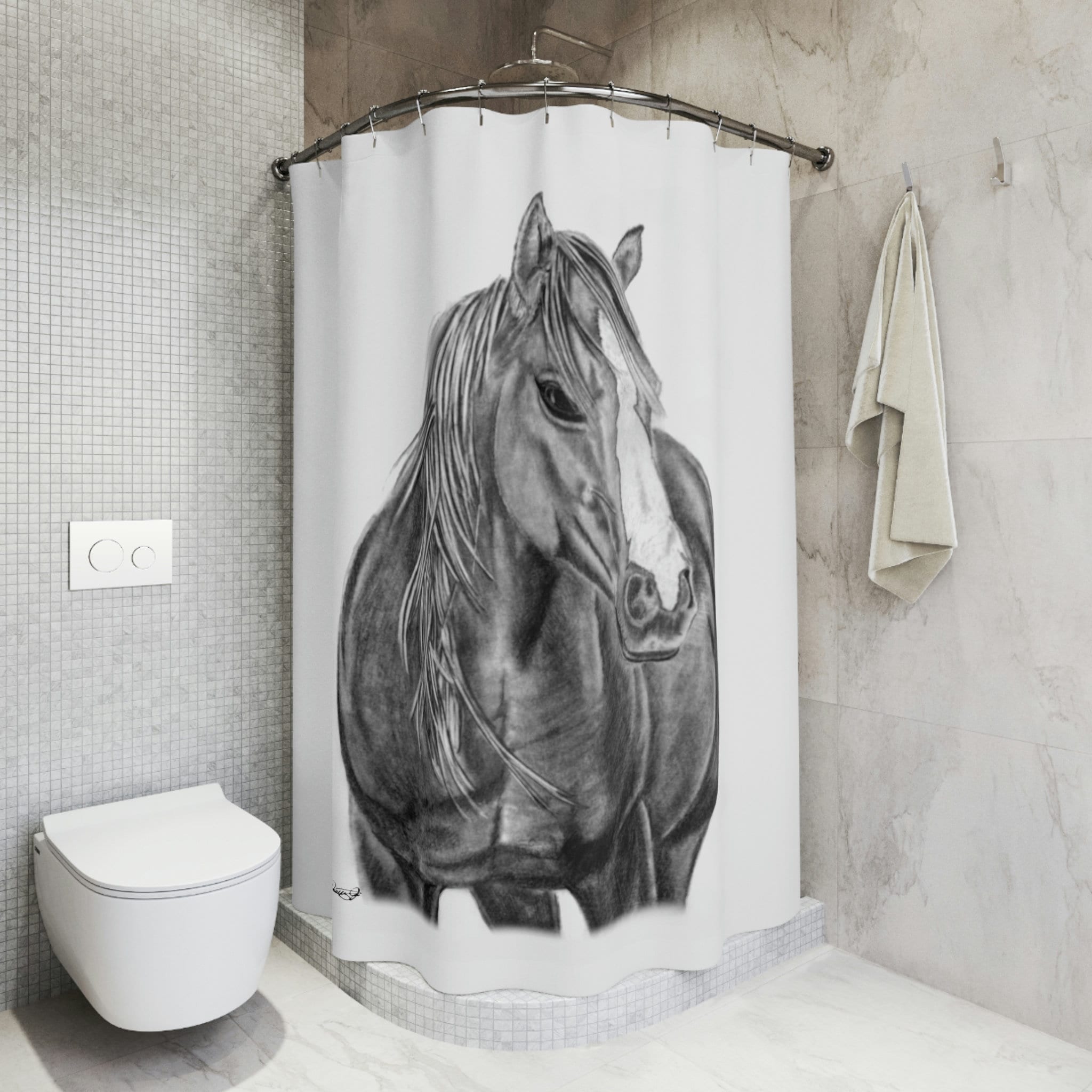 Original Western Artwork Shower Curtain with Wild Horse Riding for a Unique and Personalized Bathroom Decor