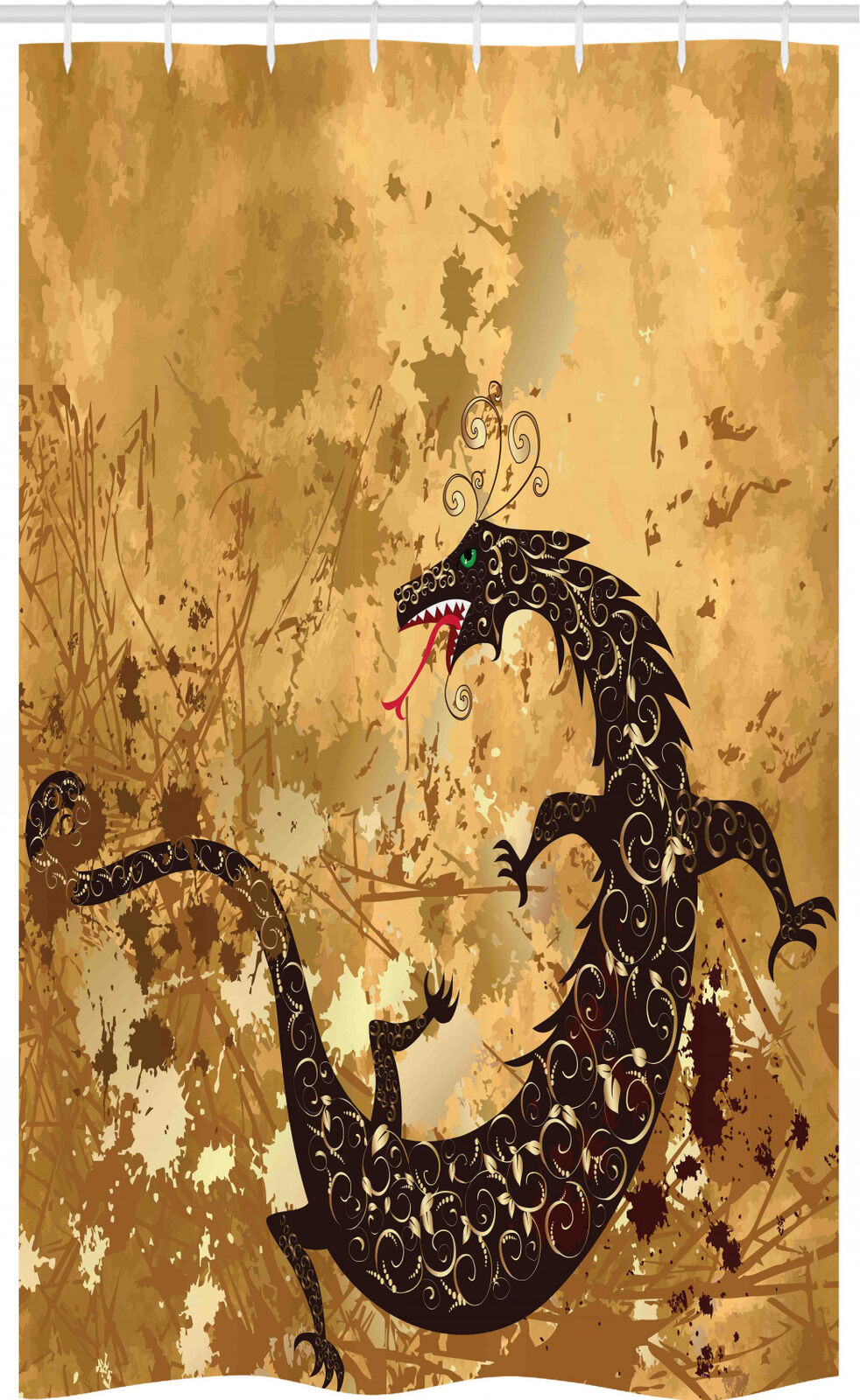 Ornament Body Folk Floral Dragon Shower Curtain Stable