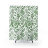 Ornamental Floral Design Green And White Shower Curtain For A Beautiful Bathroom 