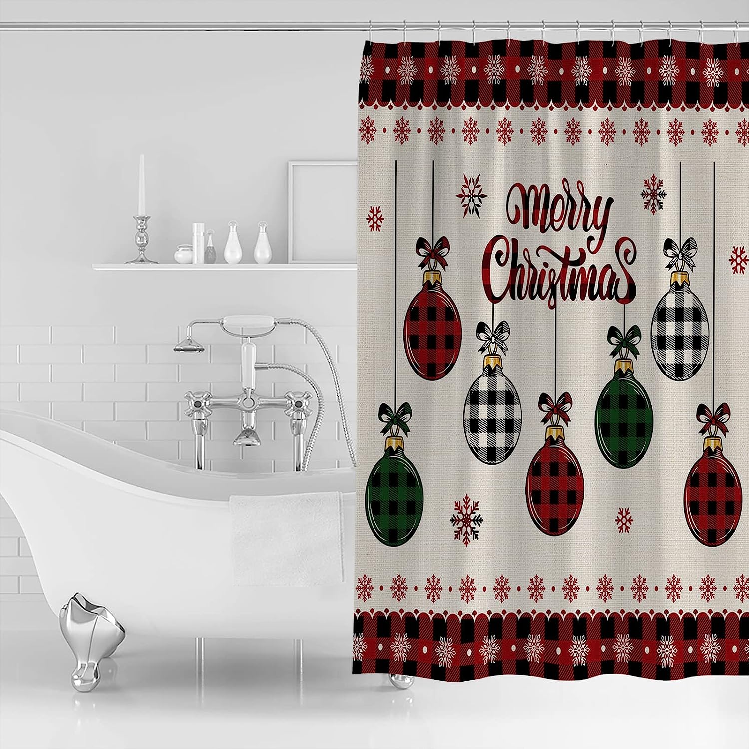 Ornaments Snowflake Shower Curtain For A Chic Christmas Theme - Image 2
