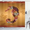 Ornate Floral Seahorse Print Animal Shower Curtain For Bathroom Decor
