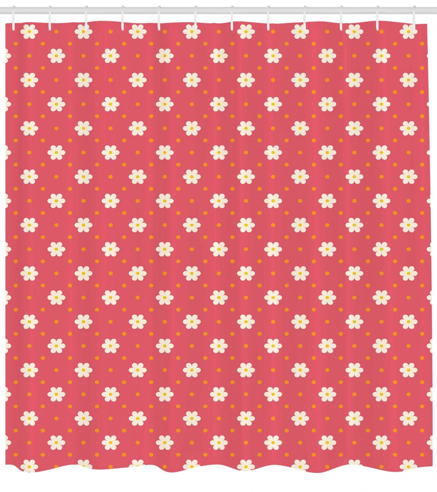 Ornate Geometric Pattern Shower Curtain with Fabric Decors