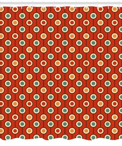 Ornate Geometric Pattern Shower Curtain with Fabric Decors