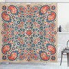 Ornate Paisley Shower Curtain, Folk Persian Middle Eastern Pattern Print, Cloth Bathroom Decor