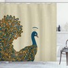 Ornate Peacock Feather Shower Curtain, Oriental Background With Motley Bird Tail For Bathroom