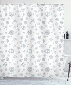 Ornate Snowflake Motifs Winter Shower Curtain