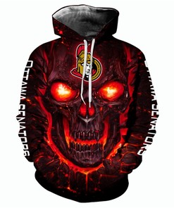Ottawa Senators Skulls 3D Hoodie - Halloween Pullover Nhl