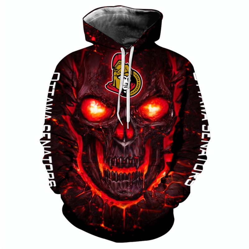 Ottawa Senators Skulls 3D Hoodie - Halloween Pullover Nhl