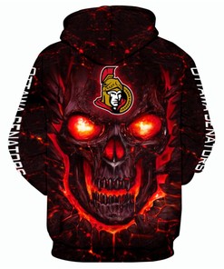 Ottawa Senators Skulls 3D Hoodie - Halloween Pullover Nhl
