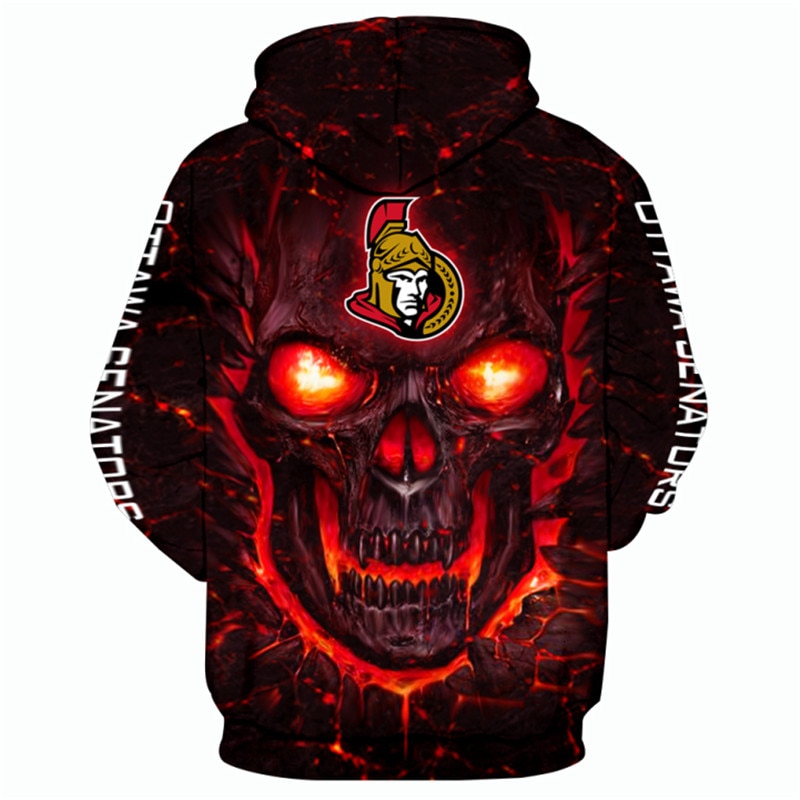 Ottawa Senators Skulls 3D Hoodie - Halloween Pullover Nhl