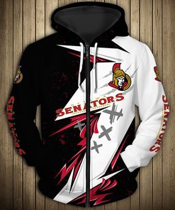 Ottawa Senators Thunder Design 3D Hoodie - Pullover Nhl