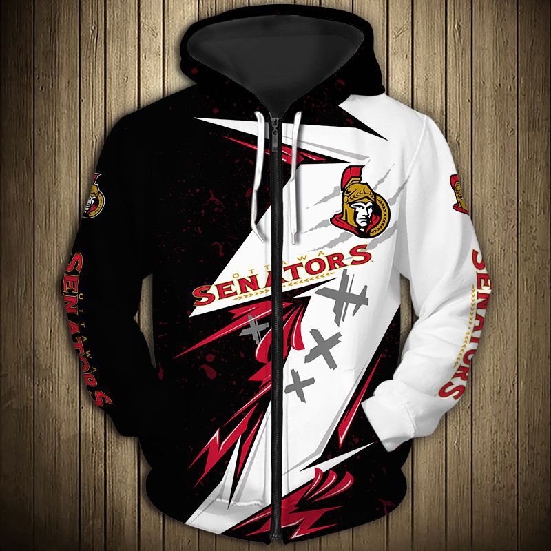 Ottawa Senators Thunder Design 3D Hoodie - Pullover Nhl