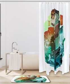 Otter Holding Seashell Waterproof Bathroom Shower Curtain